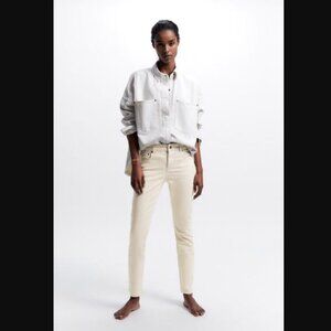 Zara Mid Waist Skinny Jeans - Ecru - US 4